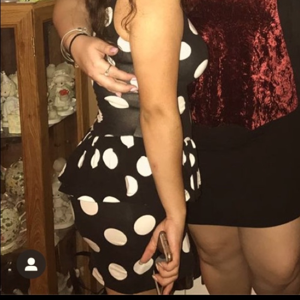 Charlotte Russe black polka dot peplum dress